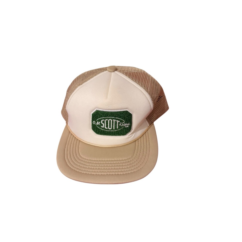 Chokolids Mens O.M. Scott & Sons‎ Foam Trucker Hat Tan Cream Mesh Snapback Cap